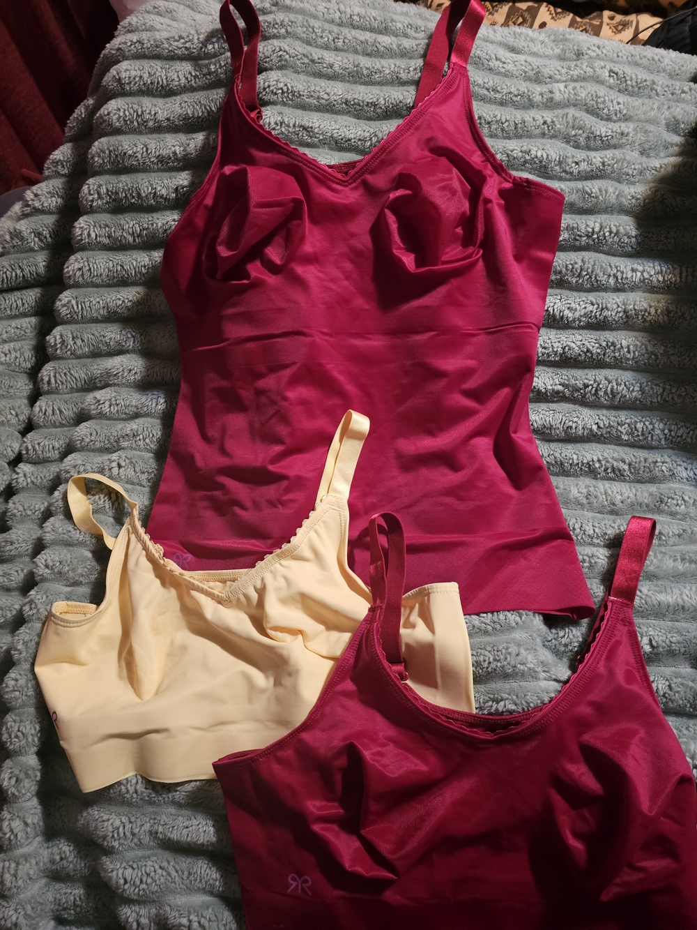 Ruby Ribbon 2 Seamless Bralettes and 1 Camisole